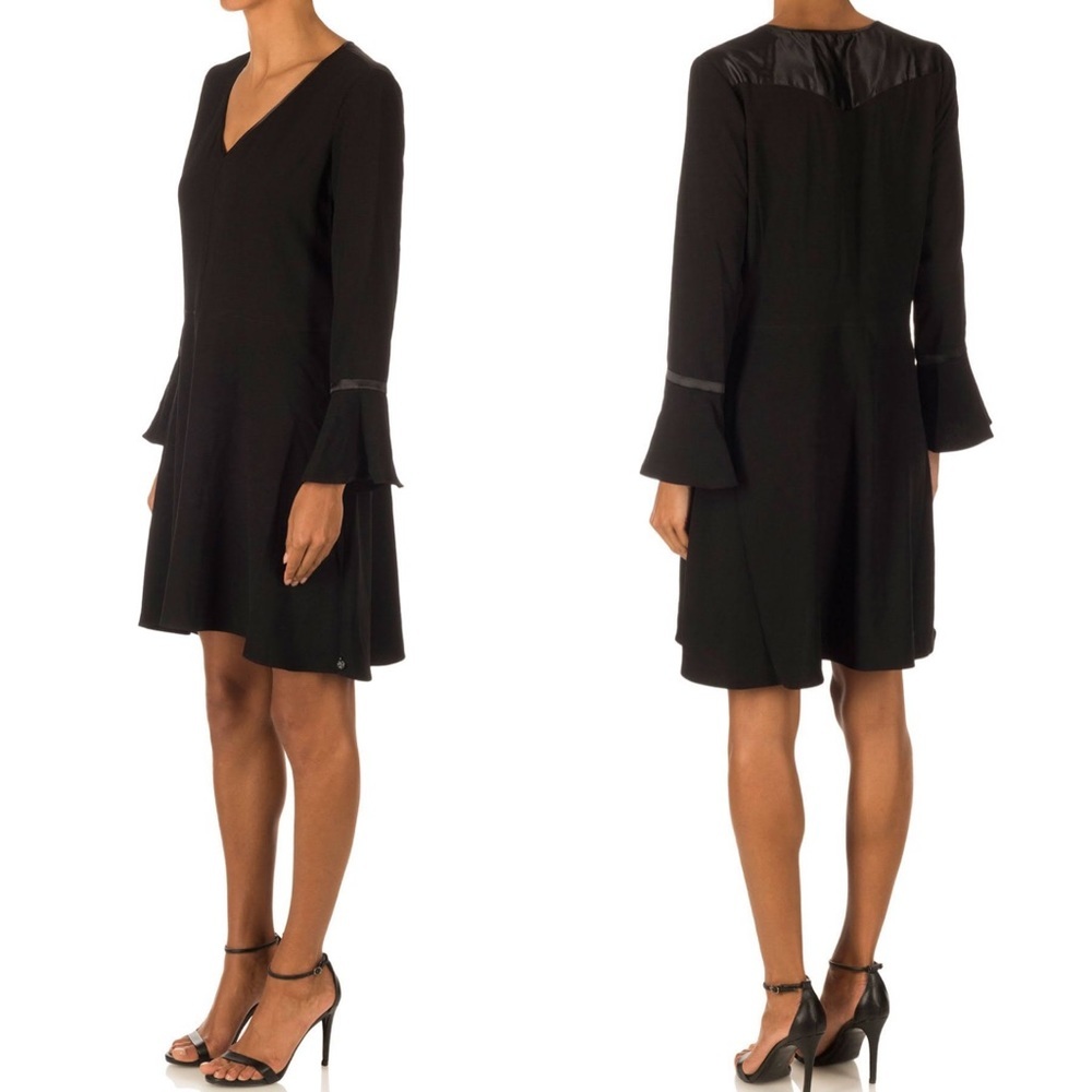 Scotch & Soda Maison Paris Flare Bell Sleeves Little Black Mini Dress Medium - Picture 1 of 14